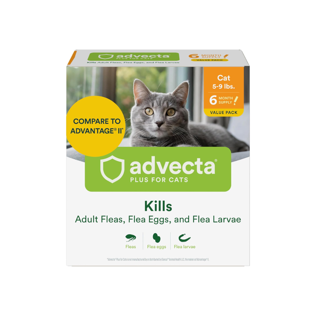 Plus Flea Prevention for Cats, Cat and Kitten Treatment & Control, Small and Large, Fast Acting Waterproof Topical Drops, 6 Month Supply