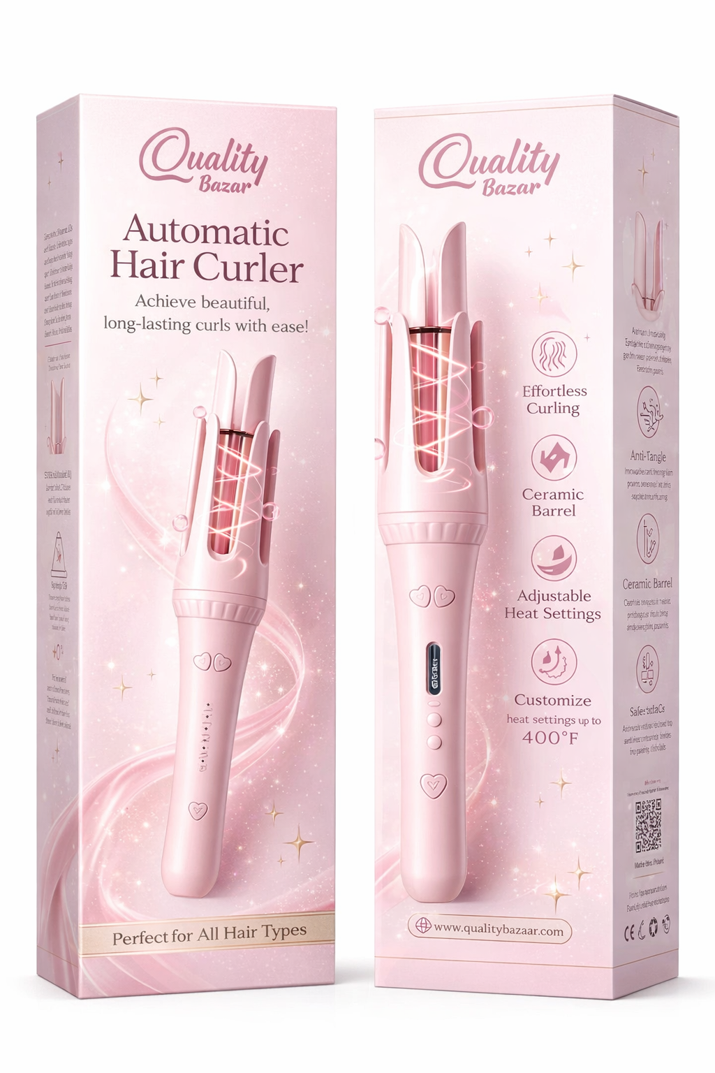 2 in 1 Automatic Hair Curler 32mm Tourmaline Ceramic Wand