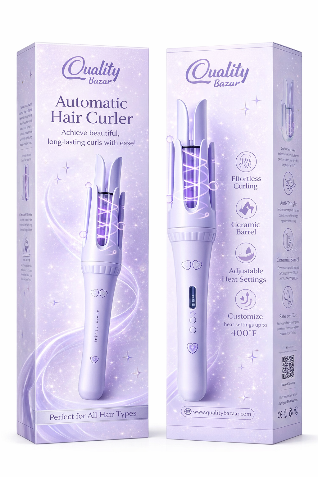 2 in 1 Automatic Hair Curler 32mm Tourmaline Ceramic Wand